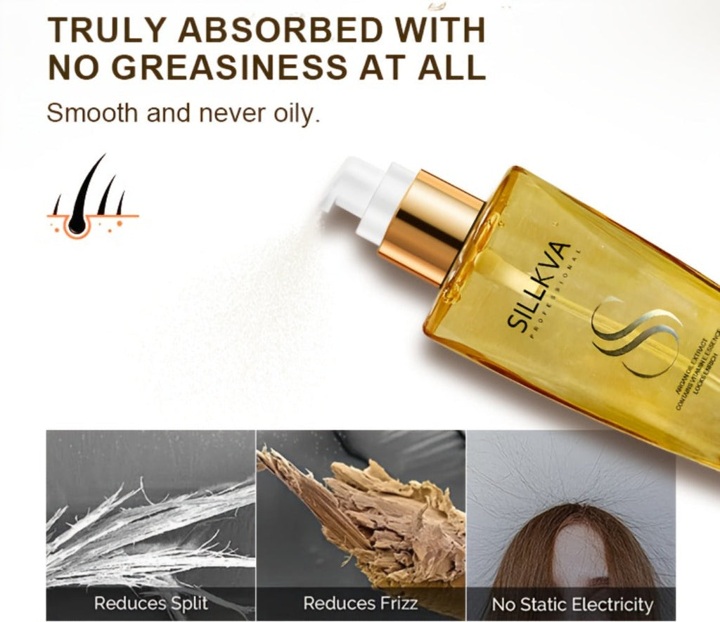 SILLKVA Argan Oil Liquid Hair Serum — Frizz Control & Flyaway Tamer, Lightweight Smoothing Leave-In Treatment for Dry Damaged Hair, Silky Glossy Finish for Women & Men All Hair Typ - product image 8