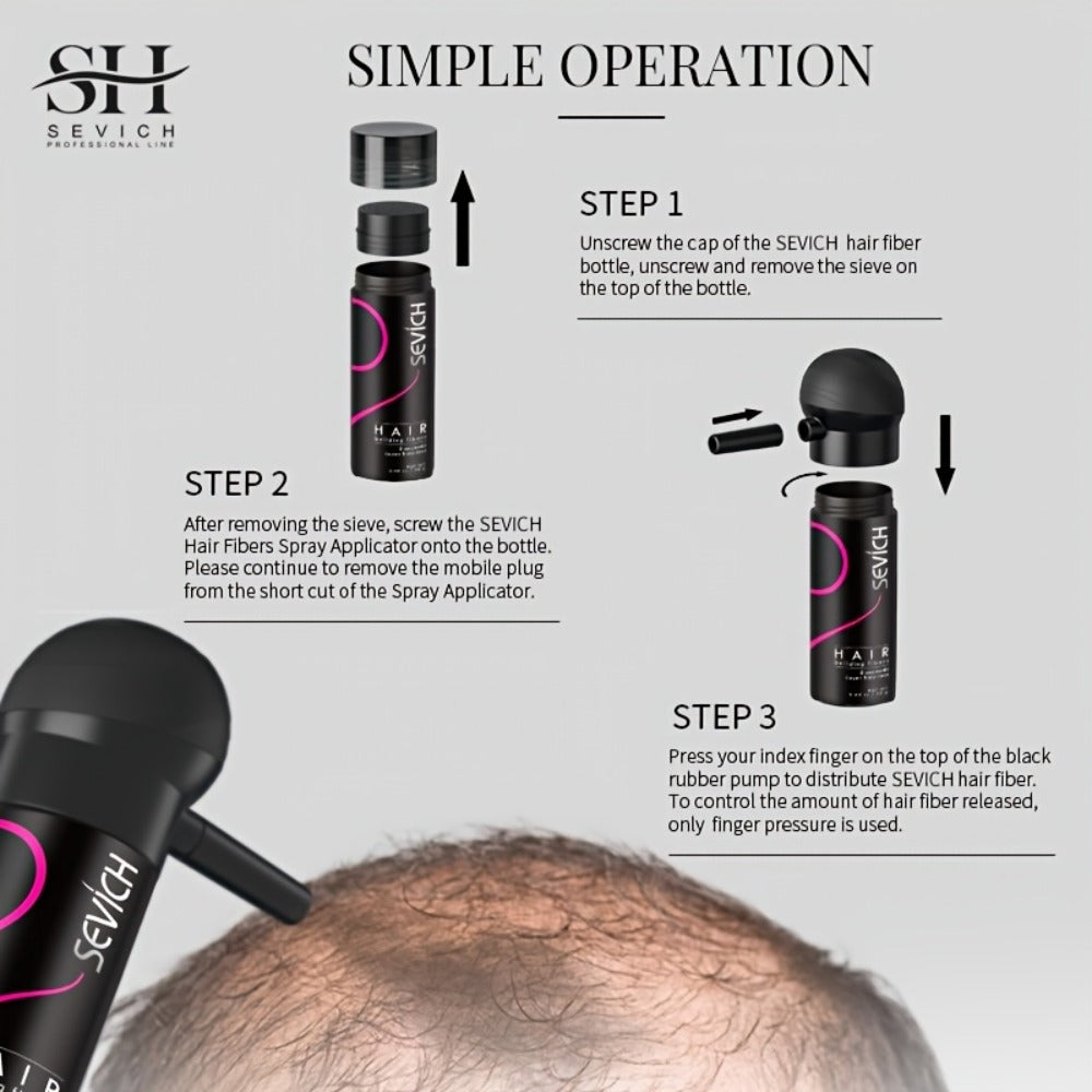 Hair Building Fibers with Spray Head 2-Pack Set - Instant Thickening Powder for Thinning Hair, Conceals Hair Loss, Bald Spots & Receding Hairline, Black Dark Brown Medium Brown - product image 4