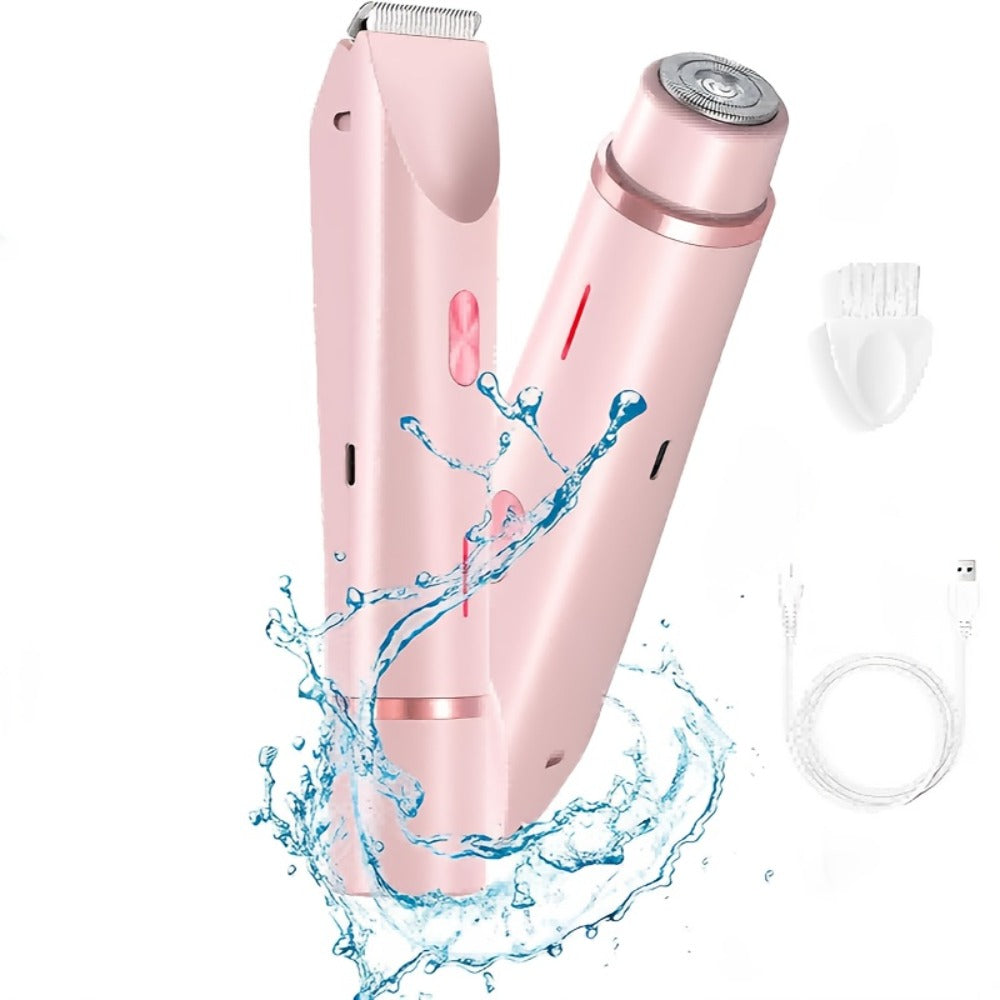 Electric Bikini Razor 2-in-1 Women USB Rechargeable Dry Wet Face Shaver - Painless Hair Removal Bikini Line Underarms Legs Arms Face Portable Cordless Lady Shaver Pink Purple Blue - product image 3