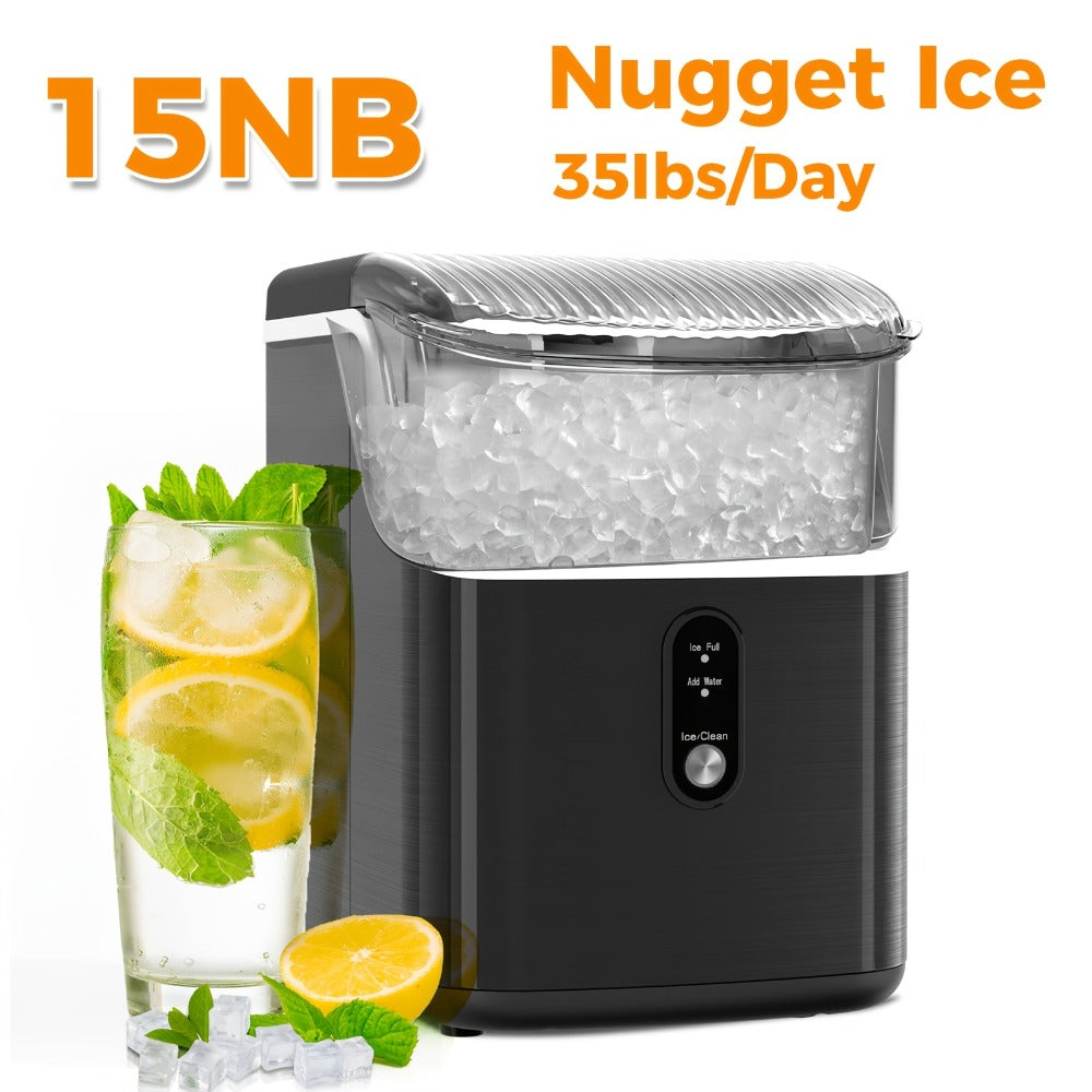 Countertop Nugget Ice Maker 35lbs in 24hrs, Self-Cleaning Portable Ice Machine with Ice Scoop & Basket, Stainless Steel, for Home Kitchen Office Camping RV Bar - product image 5