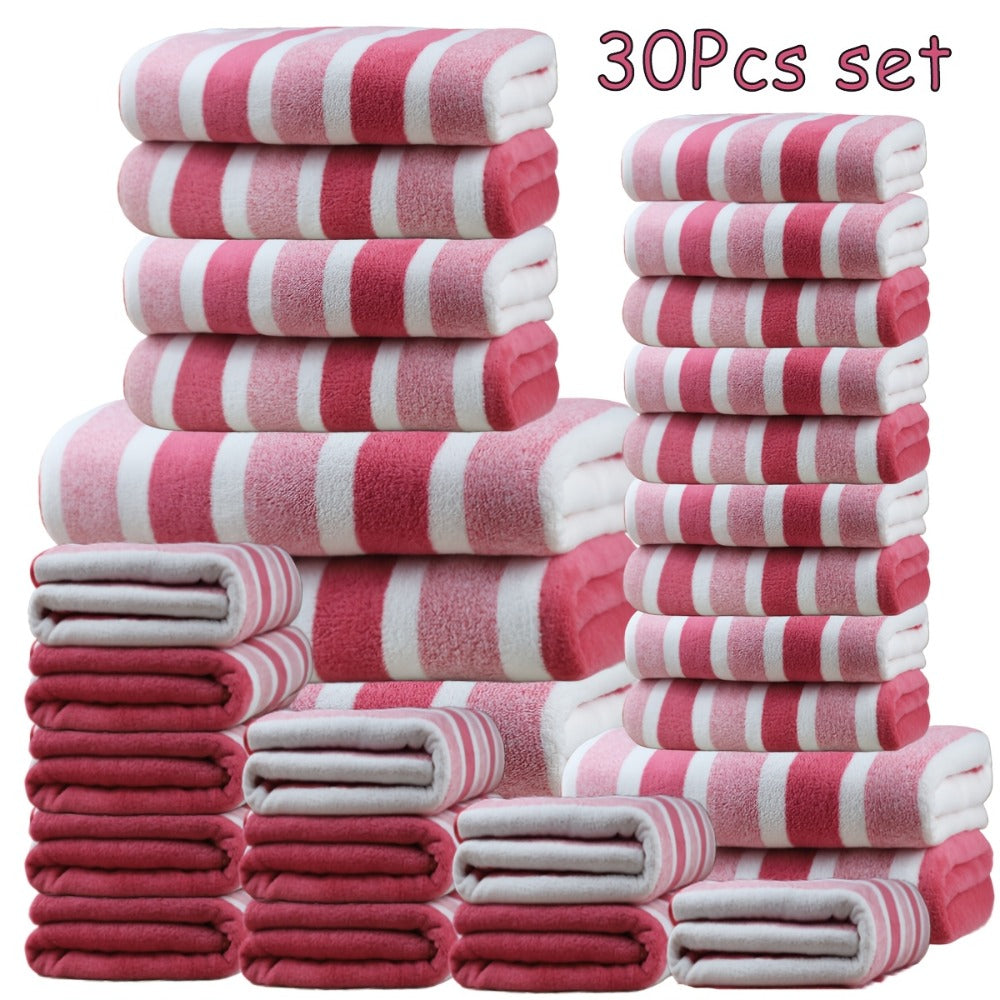 Bath Towel Set 30 Piece Coral Fleece Super Soft Quick Dry Fast Absorption Lightweight Large Wide Towels for Home Hotel Spa Gym Camping Christmas Gift Red Gray Green Navy Blue Purpl - product image 7