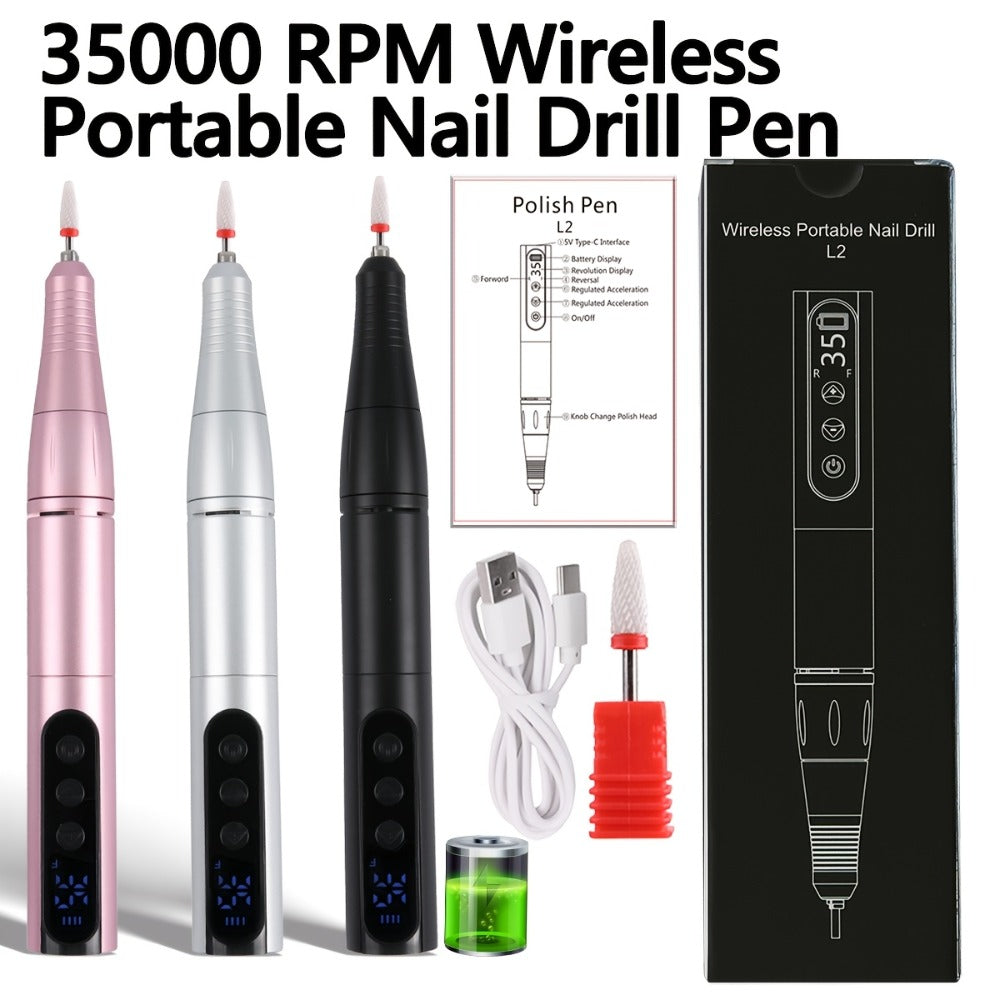 35000RPM Electric Nail Drill Rechargeable – Portable USB-Powered Low Noise Nail Efile for Manicure & Pedicure | Professional Cordless Nail Drill for Acrylic & Gel Nails, Gift for W - product image