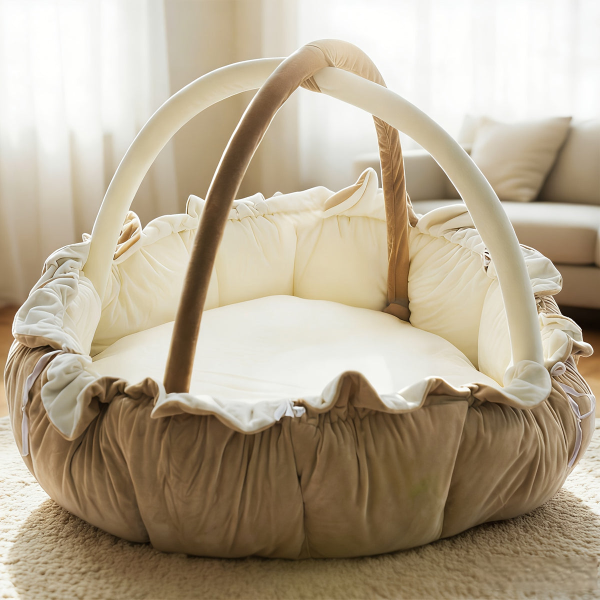 5-in-1 Thick & Plush Baby Gym, Baby Mats for Floor, Tummy Time Mat, Cat Bed, Dog Bed, Convertible Stage-Based Developmental From Baby to Toddler, Ball Pit, Pet - product image