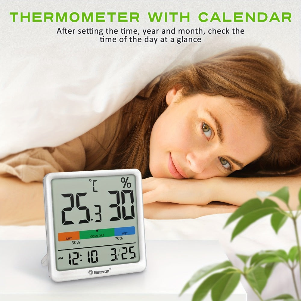 Indoor Thermometer Hygrometer Digital | Accurate Temperature Humidity Monitor with Clock & Calendar | Desktop Room Humidity Gauge for Home Office Bedroom Baby Room - product image 8