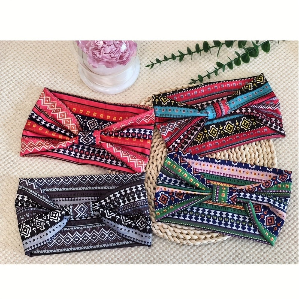 Floral Turban Headbands for Women 8 Pack Non-Slip Elastic Boho Knotted Wide Hair Wrap for Sports Yoga Running Workout Sweatband Moisture Wicking Fashion Hair Accessories Gift Set - product image 6