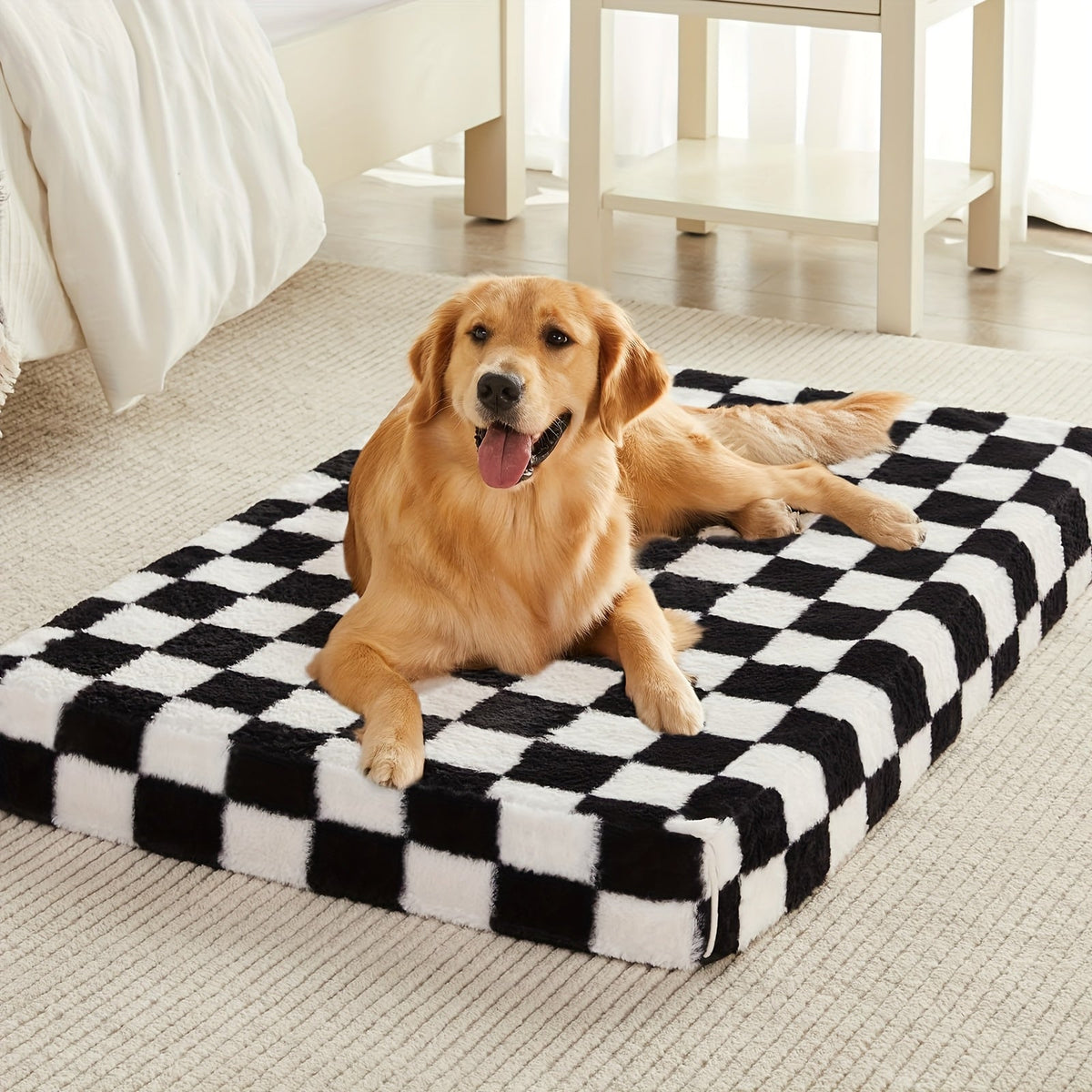 Non-Slip Bottom, Black & White Plaid, Soft Memory Foam Dog Sofa Bed for Small Medium Large Dogs, S M L XL XXL Sizes – Orthopedic Dog Bed with Removable - product image