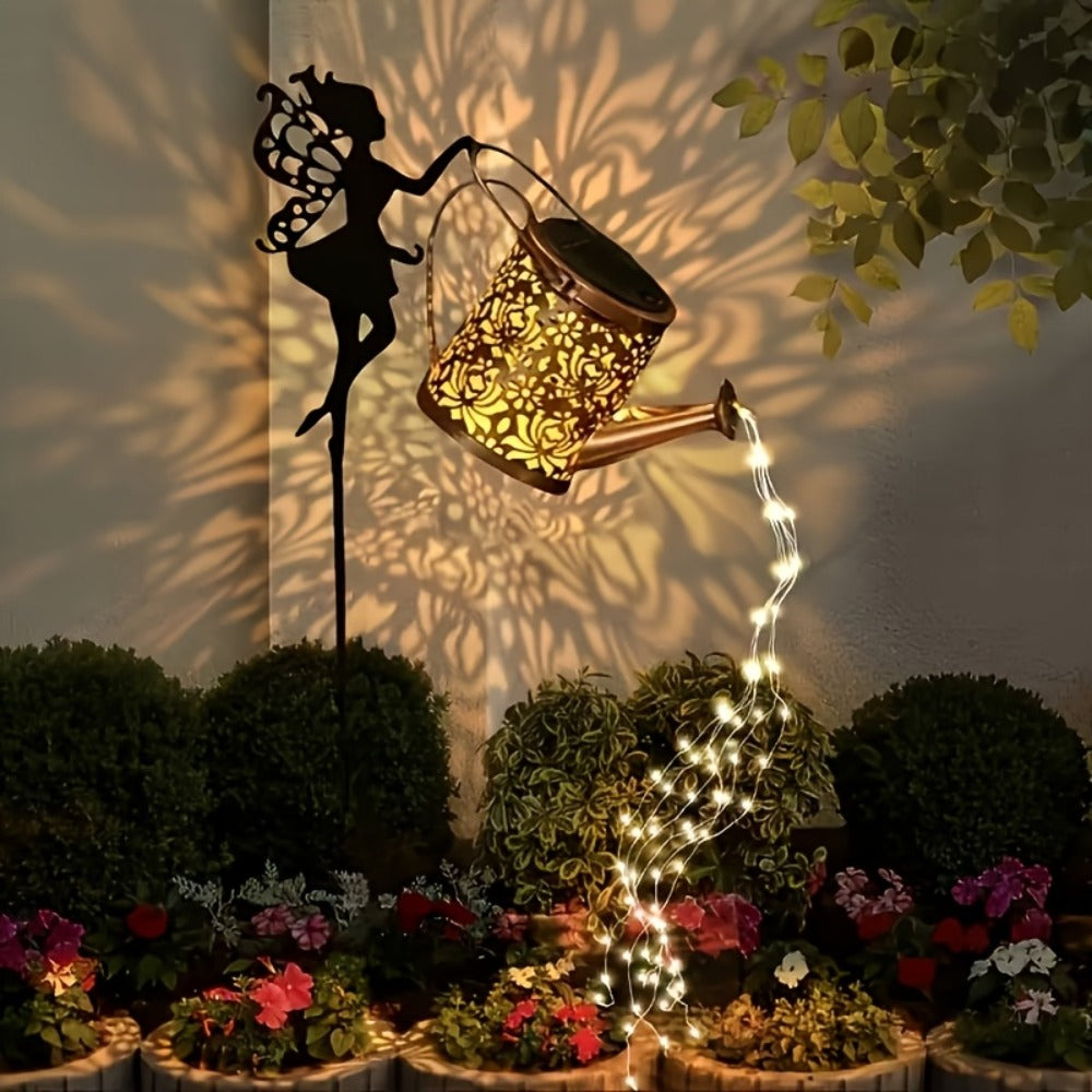 Solar Watering Can Lights 2pcs Garden Waterfall, IP65 Waterproof Hanging Solar String Lights with Ground Plug for Outdoor Lawn, Patio & Holiday Decor, Christmas Garden Gift - product image 2