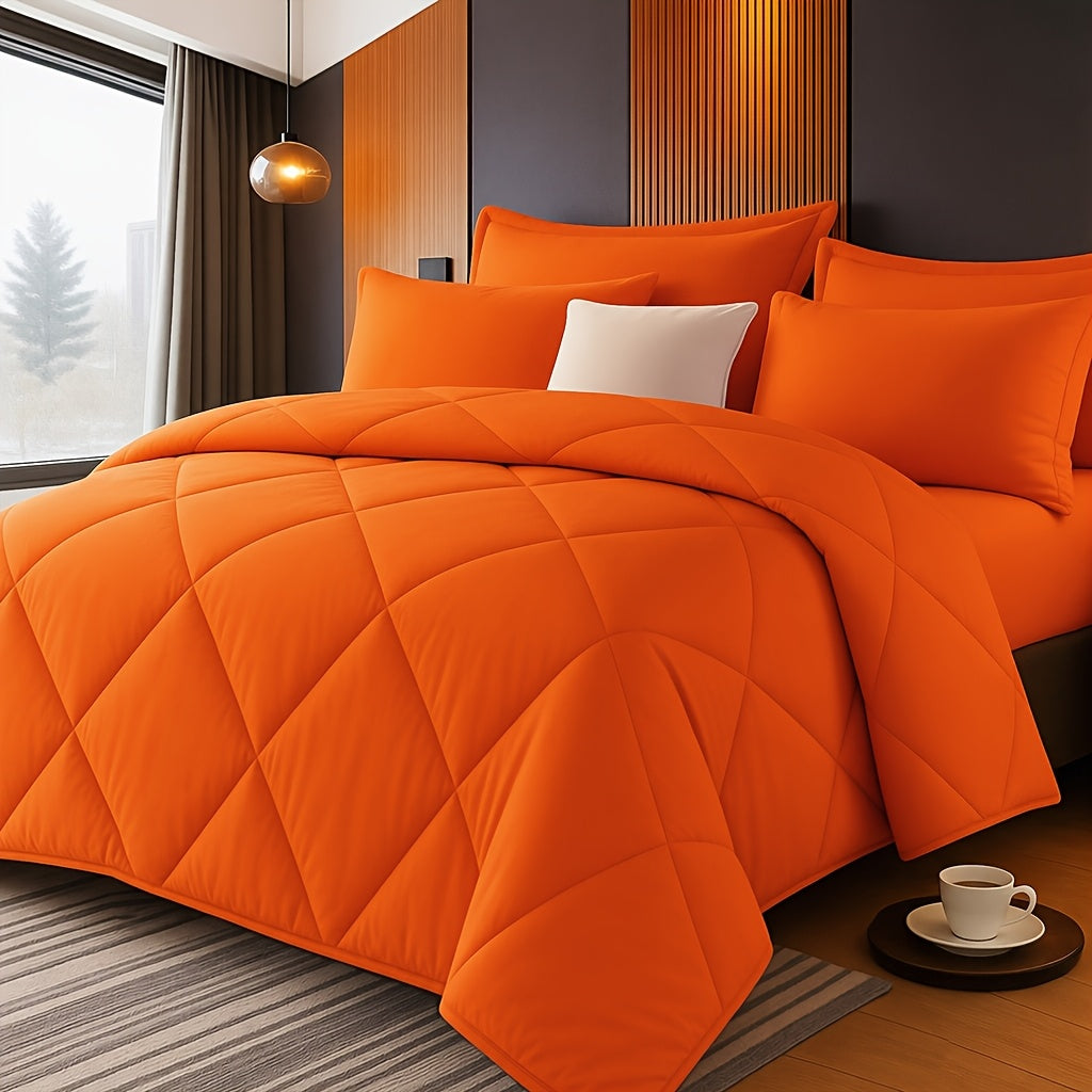 3 pcs Solid Color Diamond Quilted Large and King Size Bedding, Soft, Comfortable, and Fluffy, with Microfiber Filling and Lightweight, Breathable Fabric, Easy - product image