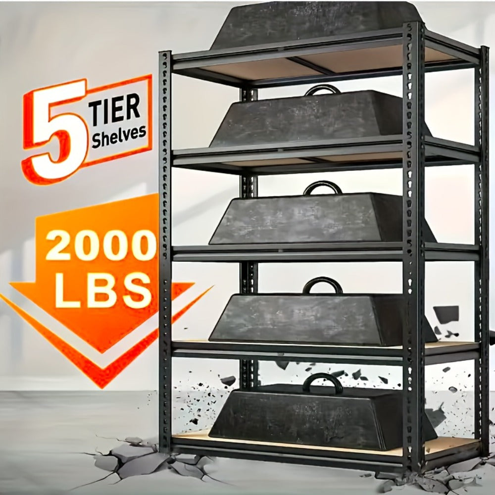 Heavy Duty Shelving Unit 5-Tier Metal Storage Shelves 2000 LBS Capacity, 60"H x 28"W x 12"D Adjustable Steel Rack for Garage, Closet, Pantry & Basement Organization, Easy Assembly  - product image 6