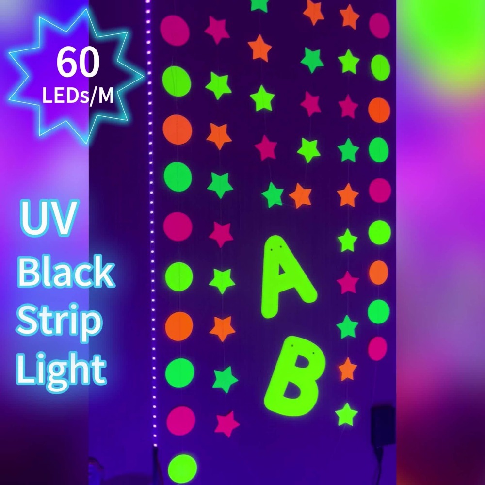 UV Black Light Bars & Strips 8-Piece Set – 385-400nm USB Powered 5V LED Blacklight for Glow Party, Halloween, Neon Party, Body Paint & Fluorescent Art (4x32cm + 4x250cm) - product image 11
