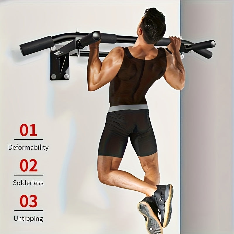 Heavy Duty Steel, Adjustable Height, Ergonomic Grips, Easy Installation with Pre-Drilled Holes for Pull-Ups, Push-Ups & Chin-Ups | Wall-Mounted Pull-Up Bar for - product image