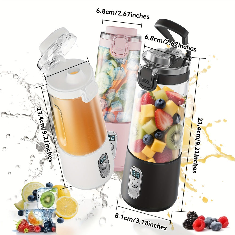 Portable Smoothie Blender USB-C Fast Charge 6-Blade Stainless Steel – Digital Timer Battery Display High-Speed Ice Crush No-Spill Lid | Protein Shake Gym Travel Blender in Black Pi - product image 4