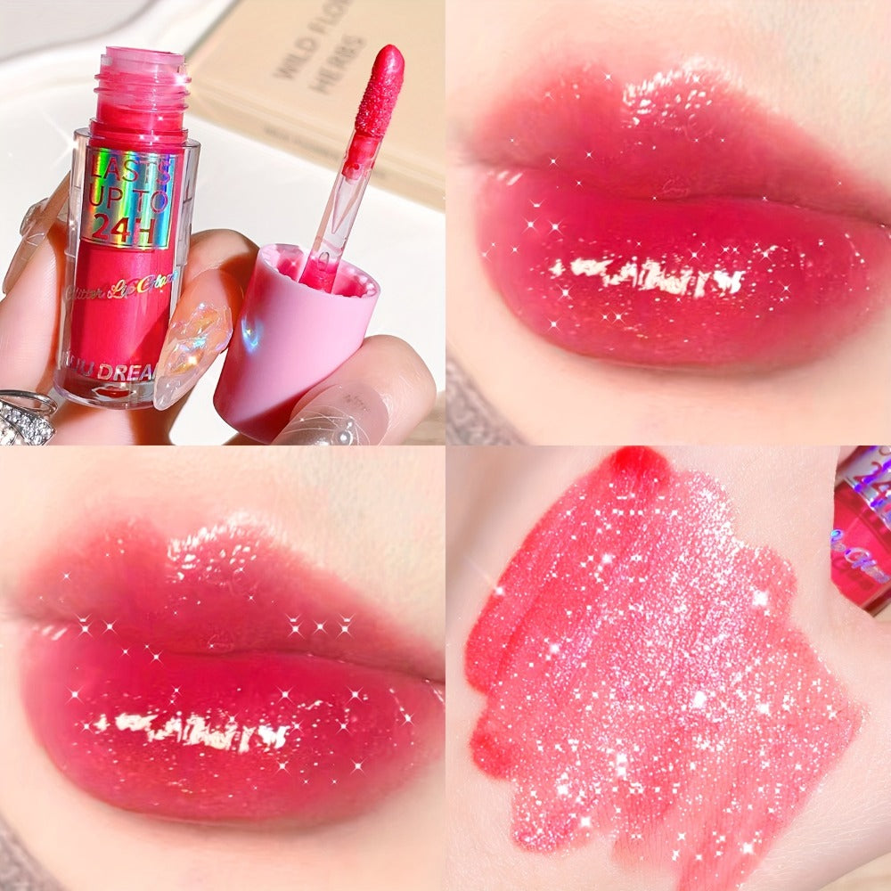 24H Waterproof Glitter Lip Gloss & Lip Stain Set 3PCS – Moisturizing Lip Oil Formula, Long-Lasting Smudge-Proof Glitter Shine in Berry Coral Pink Red Shades for Women All Skin Tone - product image 9