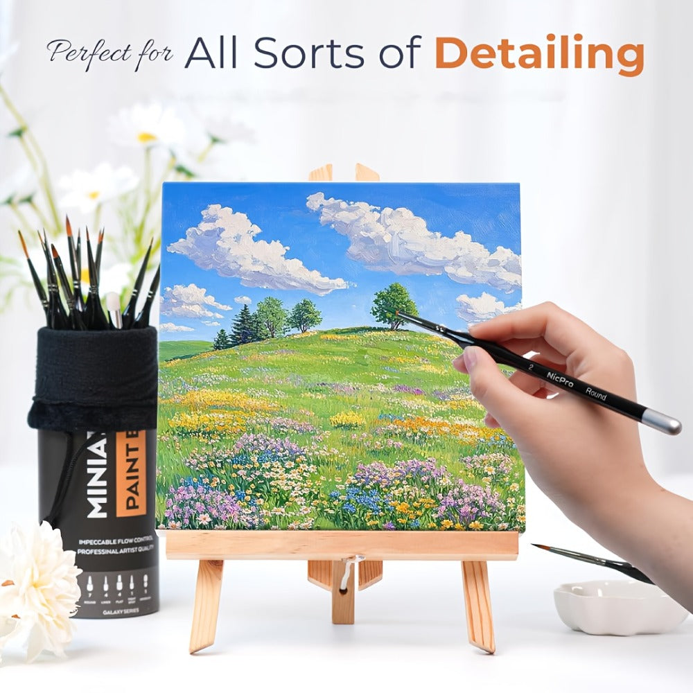 Miniature Paint Brush Set 16 & 24 Pcs | Acrylic Watercolor Oil Warhammer DnD Model Brushes | Professional Fine Detail Painting Kit with Brush Holder & Carry - product image 6