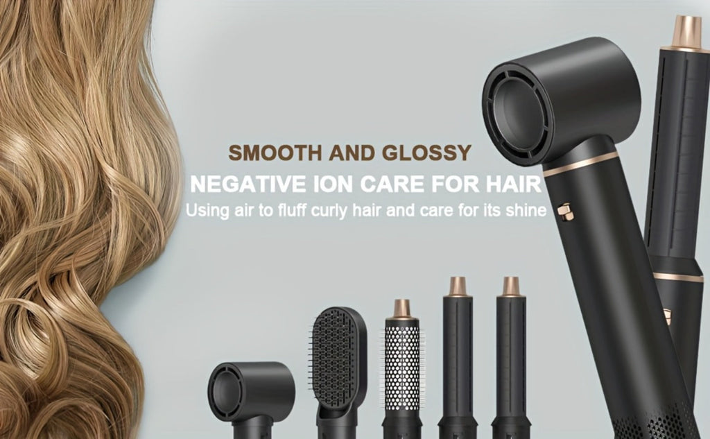 5-in-1 Hot Air Brush Negative Ion Hair Styler Blow Dryer Curler Straightener Volumizer Frizz Control Smooth Finish Multi-Function Styling Brush All Hair Types Women Black Grey Pink - product image 11