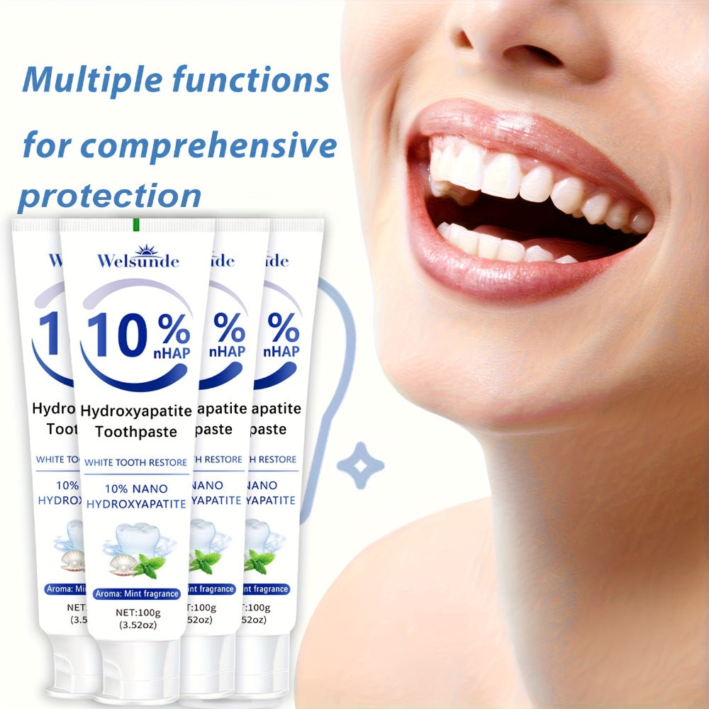 Hydroxyapatite Toothpaste 4-Pack – 10% Nano Formula with Baking Soda, Deep Cleaning & Whitening Gel, Mint Fresh Breath, Fluoride-Free Daily Oral Care for Everyone, Home & Travel Sl - product image 5
