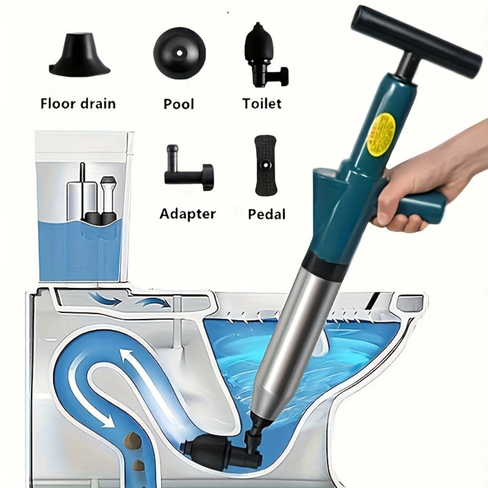 Air Pressure Drain Unclogger – One-Shot Toilet Dredging Tool for Kitchen & Bathroom, Sewer Pipe Blockage Remover, Floor Drain Cleaner, Portable Manual Plunger for Clogged Drains (1 - product image