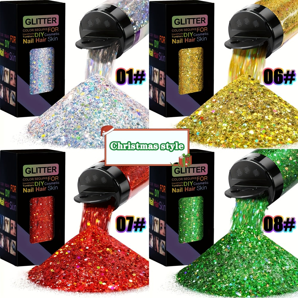 Holographic Chunky Glitter Set 4 Boxes 200g — Laser Diamond Metallic Hexagonal Flakes for Epoxy Resin, Tumblers, Scrapbooking, Nail Art & DIY Crafts, Mixed Colors - product image 16