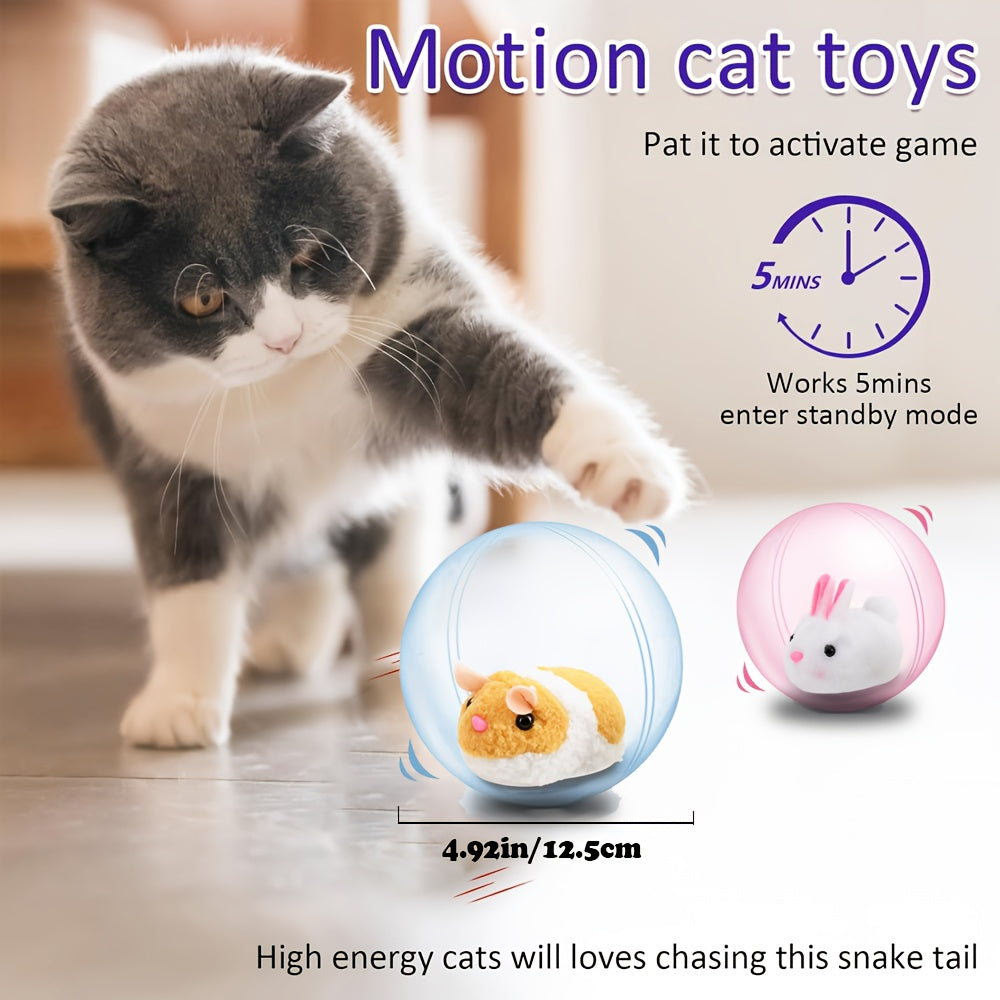 Interactive Cat Toy Ball | Automatic Motion Activated Rolling Toy for Indoor Cats and Dogs, Rechargeable Electric Moving Ball with Rabbit & Squirrel Design - product image 2