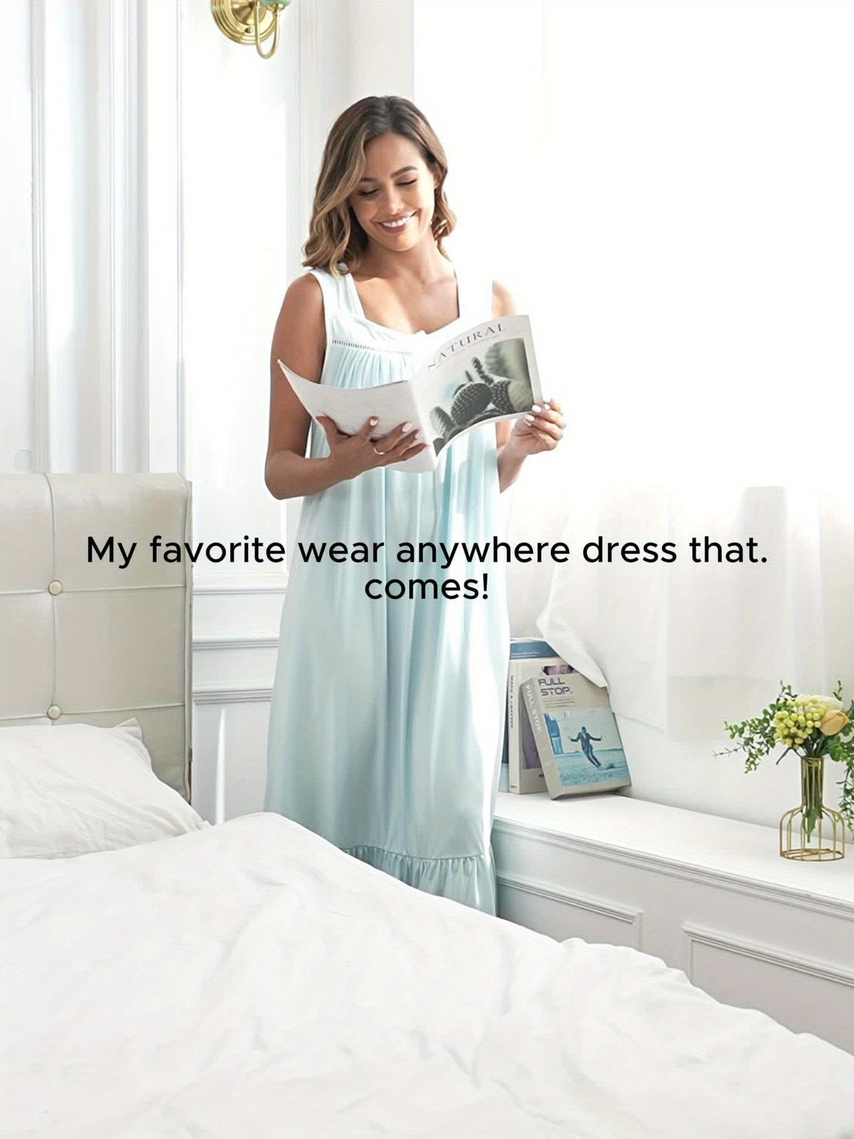 2pcs Nightgowns for Women - Long Flowy Victorian Sleeveless Sleepshirt, Elegant Printed Sleepwear Set (S-XXL)