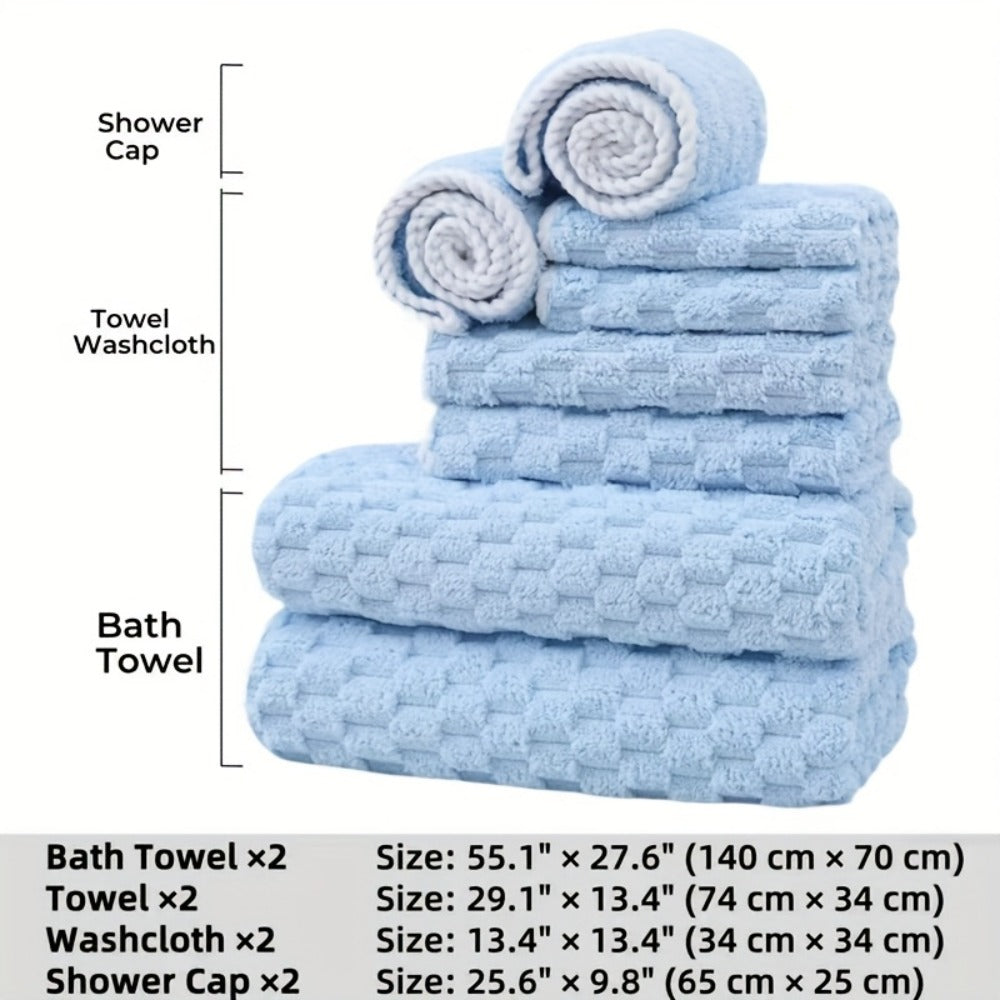 Waffle Weave Bath Towels Set 4 Pack or 8 Pack - Ultra Soft Super Absorbent Quick Dry Microfiber Moire Textured Towels | Spa Gym Travel Daily Use | Multi-Color Sets Gray Pink Blue B - product image 18
