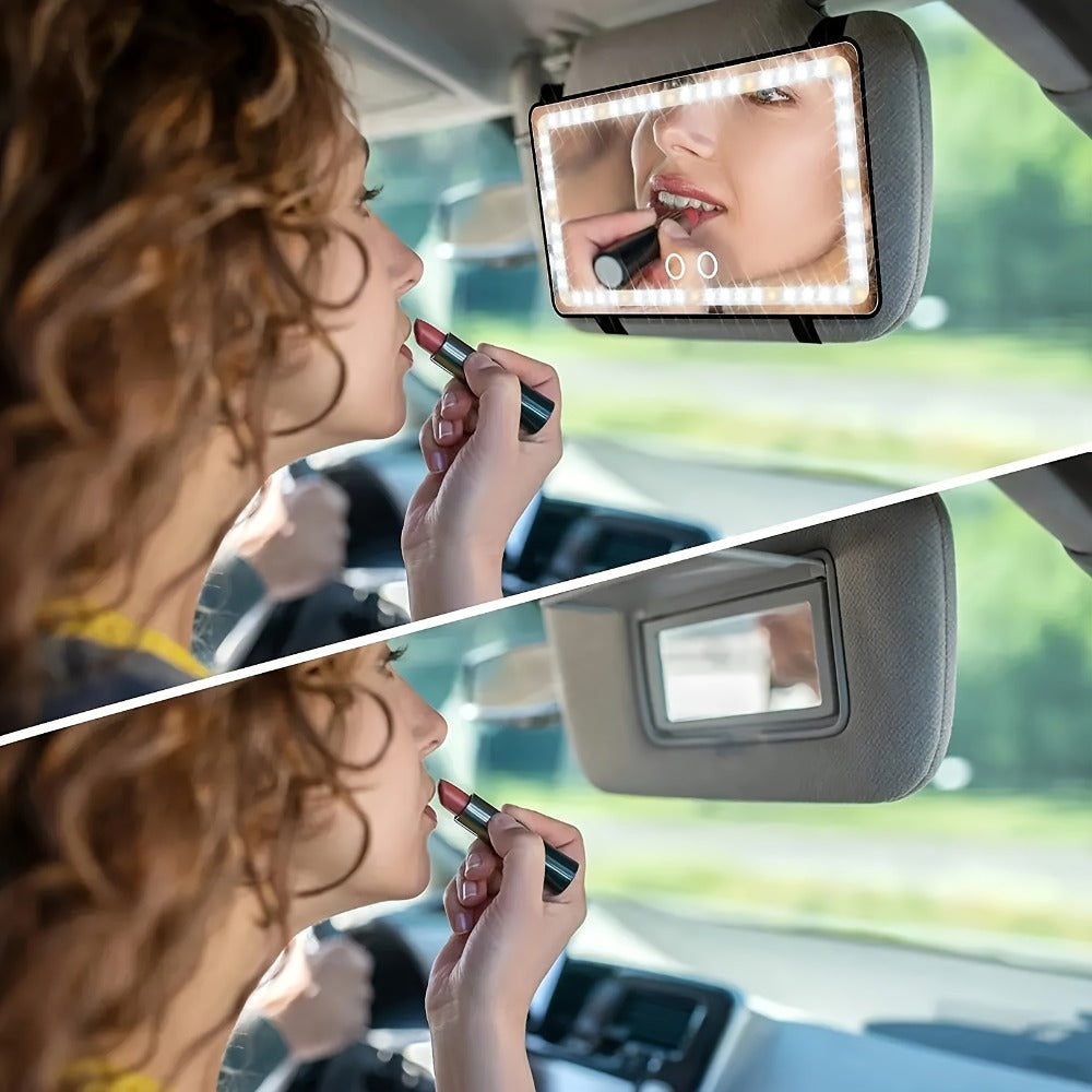 LED Car Vanity Mirror with Lights for Sun Visor, Ultra Thin HD Touch Control 3 Color Lighting Modes USB Powered Clip-On Makeup Mirror for Car Interior, Women Gift for Birthday Chri - product image 5