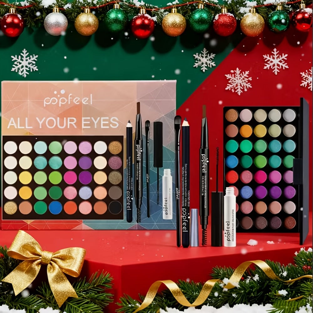 Makeup Gift Set POPFEEL 29-Color Eyeshadow Palette + Mascara + Eyeliner + Brow Pencil + Highlighter Powder + 7-Piece Brush Set | Complete Eye & Face Kit for All Skin Types | Beginn - product image 11