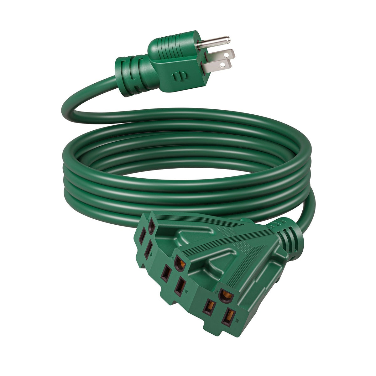 Green Extension Cord 3-Outlet Splitter 12FT 16/3 SJTW Flexible Copper Wire Triple Tap for Christmas Lights Holiday Decoration Landscape Lighting Outdoor Indoor Garage Workshop - product image 6