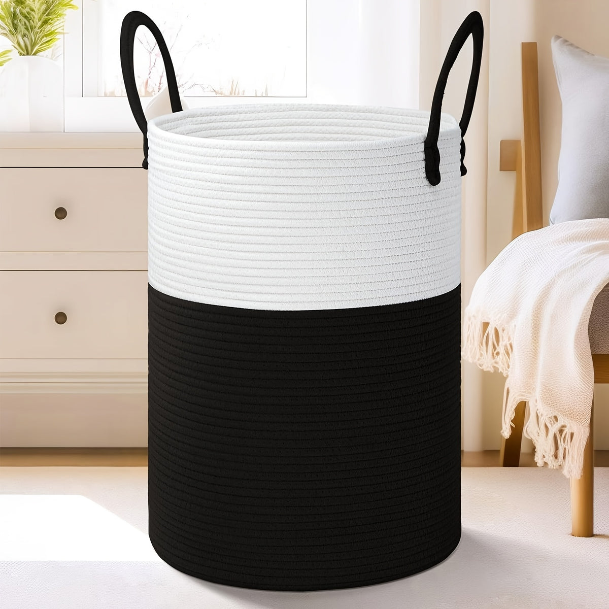 Collapsible Laundry Basket, Woven Rope Laundry Hamper, 12.15gal/15.85gal/21.13gal/26.42gal Laundry Bag for Decor Storage of Dirty Clothes, and Blankets in - product image 29