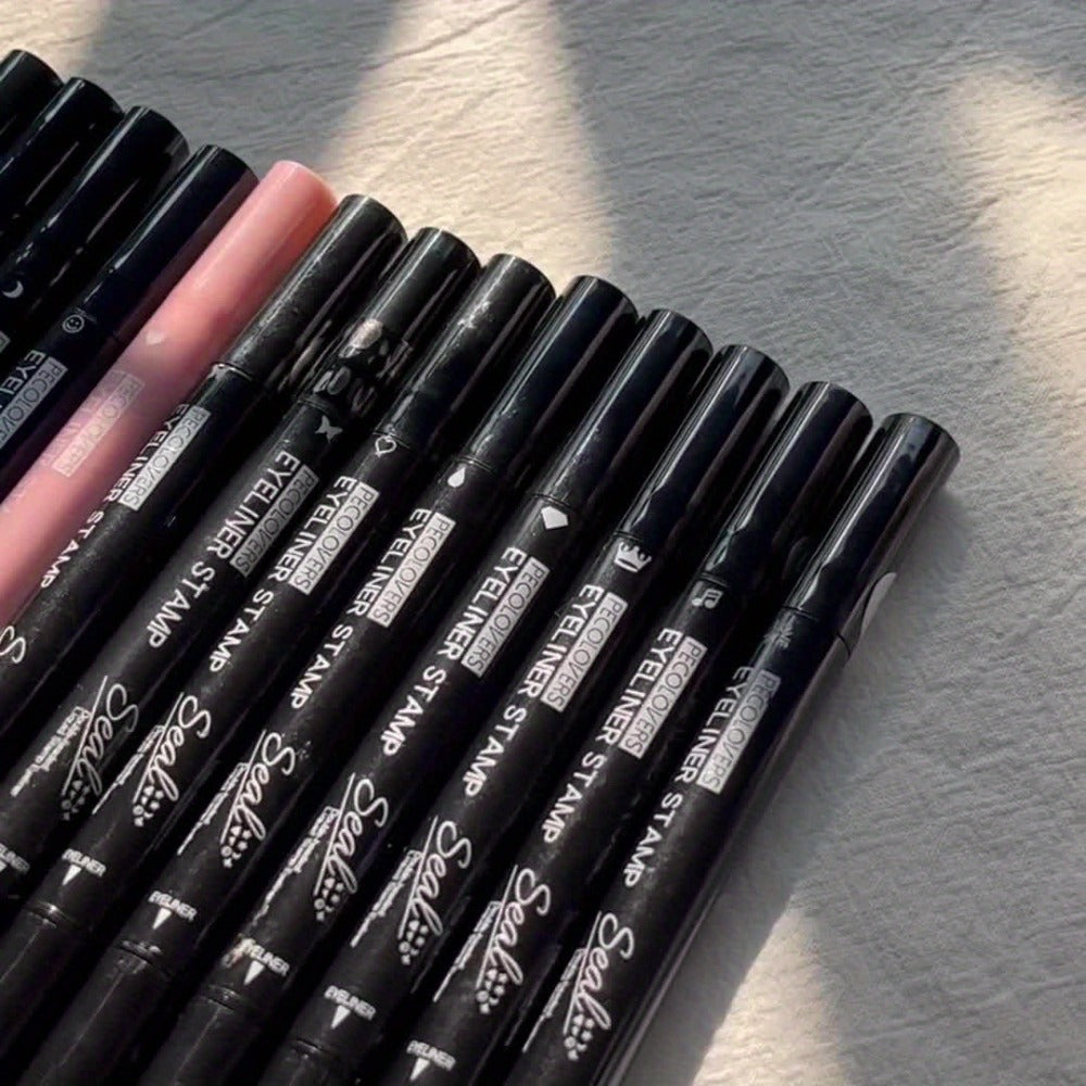 Winged Eyeliner Stamp Pen Set Double-Ended 8 Wing Styles Waterproof Quick-Dry Liquid Liner Kit for Beginners Red Black Cat Eye Makeup Tool Symmetrical Flick - product image 11