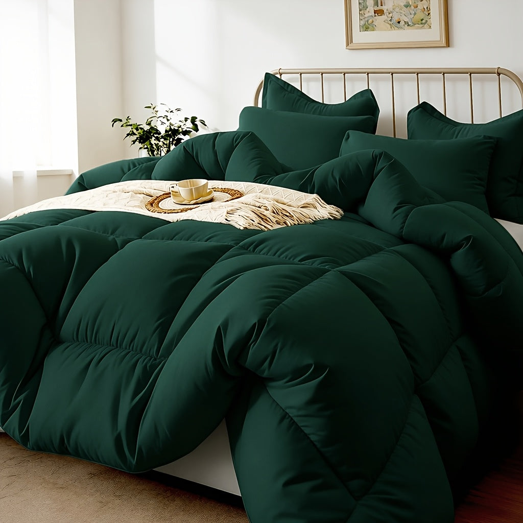 3 pcs Solid-color Diamond-quilted Comforter Set, Easy Clean, Fabric Soft Breathable, Includes 1 Comforter, 1/2 Pillow Shams, Fits All Bed Sizes Matches Various - product image 14