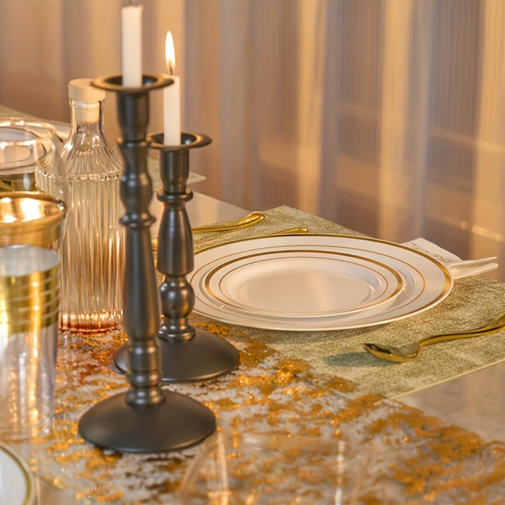 Disposable Party Dinnerware Set 350 700 Pieces Gold Silver Plastic Plates Salad Plates Cutlery Cups Napkins for 50 100 Guests Wedding Birthday Graduation Party - product image 9