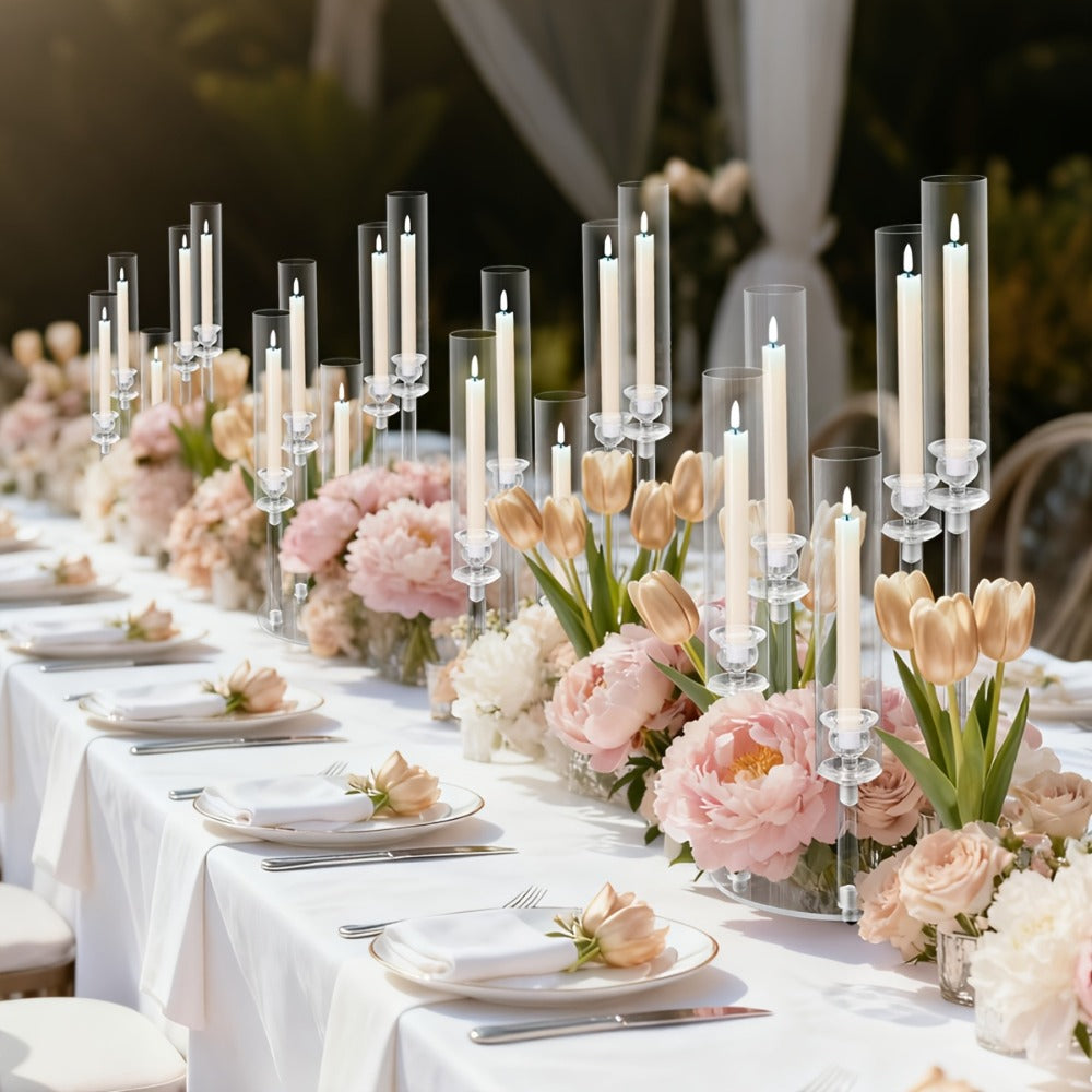 Acrylic Candelabra Candle Holder – Clear Crystal 5-Arm & 6-Arm Taper Candlestick Holders for Wedding Centerpiece, Dining Table, Party & Anniversary Decor - product image 10