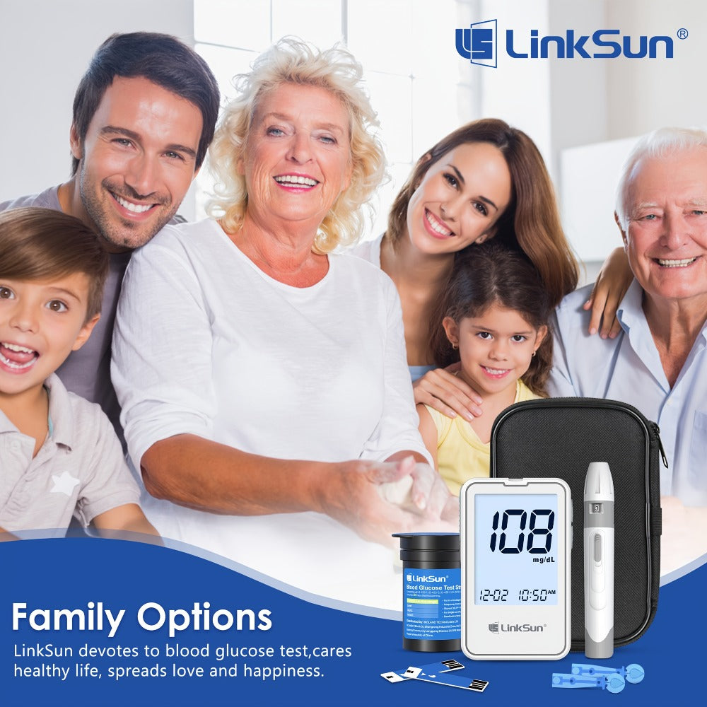 Blood Glucose Monitor Kit with 100 Test Strips & Lancets | Linksun Diabetes Testing Set | Large Display 448 Memory No Coding Glucometer - product image 3