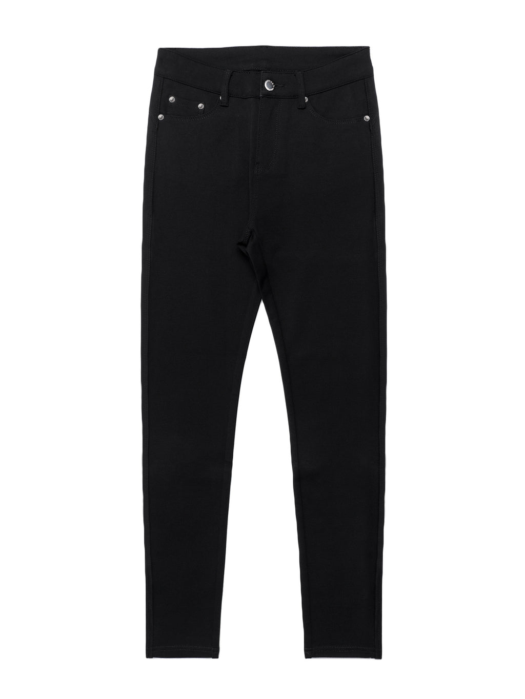 Women's Black High-Waisted Skinny Jeans - Stretchy Fabric, Button Accents, Multiple Pockets, Long Length, Casual Street Style, Allseason Pants, Casual - product image 12