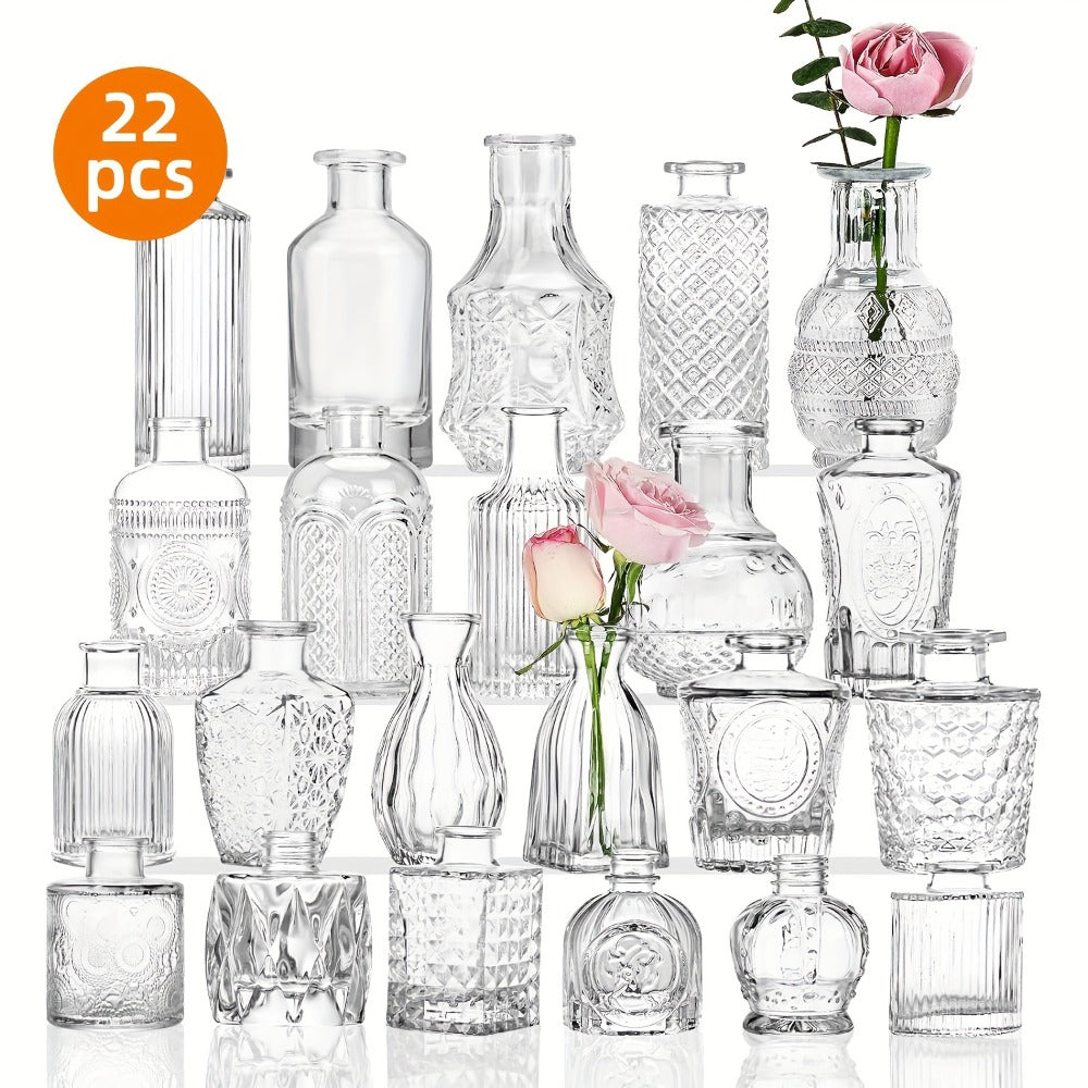 Glass Bud Vases Bulk - Small Flower Vases for Centerpieces, Rustic Wedding Table Decorations, Banquet, Party & Restaurant Decor, Aesthetic Home Decor for Halloween & Christmas, Set - product image 2
