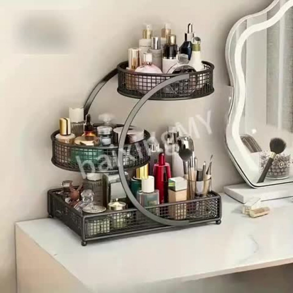 3-Tier Mesh Metal Bathroom Countertop Organizer - No-Installation Makeup Storage Rack, Tiered Vanity Shelf for Lipstick, Brushes & Skincare Bottles, Bronze Finish Space-Saving Cosm - product image 8