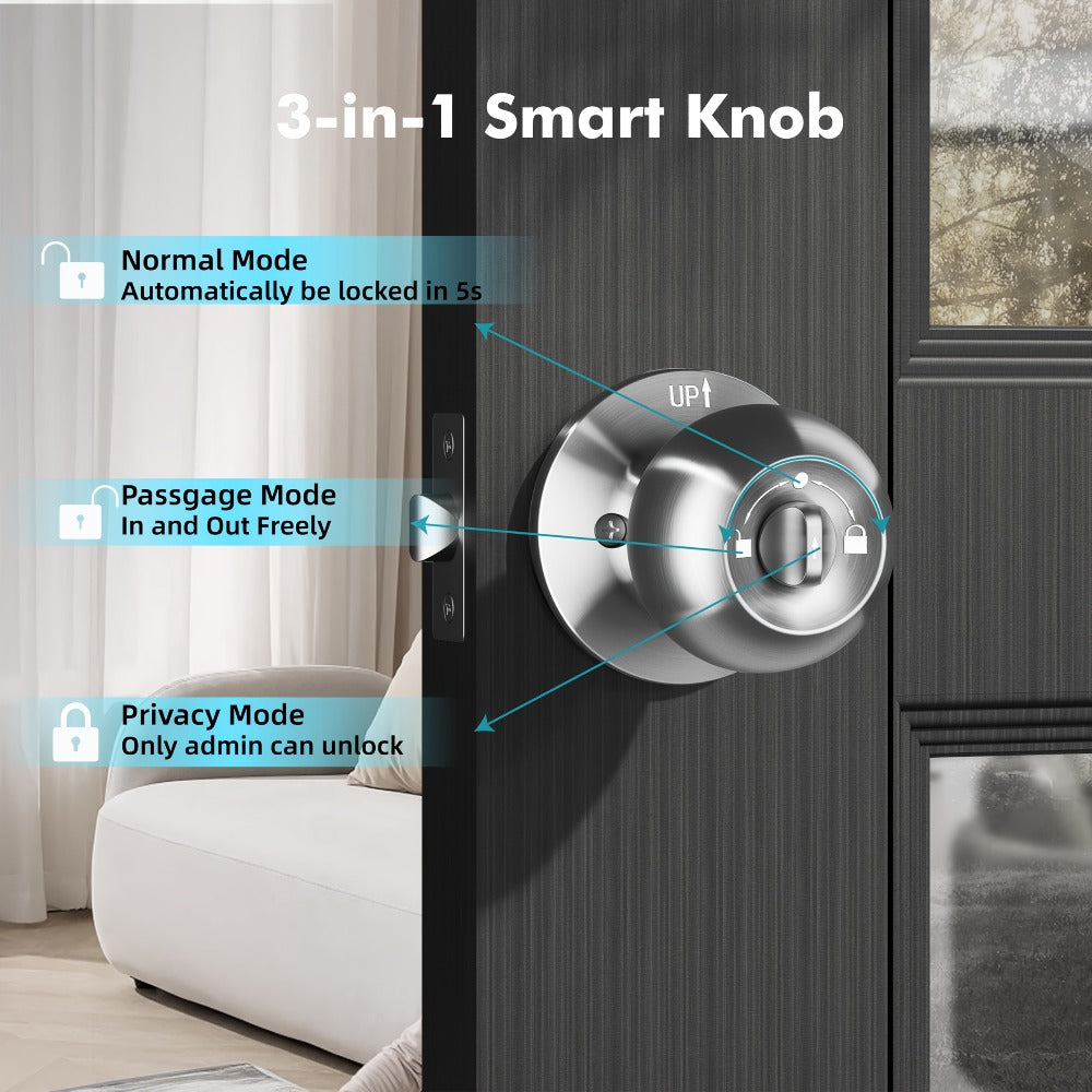 Smart Door Lock Keyless Entry – 3-in-1 APP + PIN + Key Access, Auto-Lock, Wireless Bedroom Door Lock with Durable Alloy Construction, Easy Installation, Holiday Gift for Family (Si - product image 4