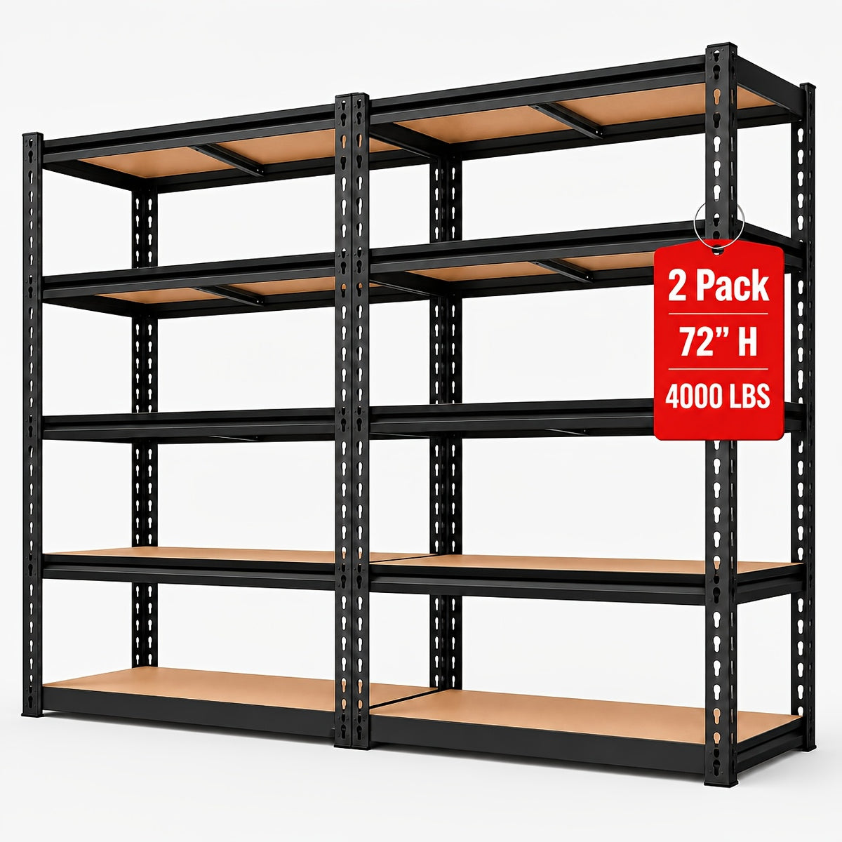 72"H Garage Shelving Unit Heavy Duty 5-Tier Adjustable Metal Storage Rack, 35.5" Or 71" Wide Utility Storage Shelves, Tool Organizer for Garage, Basement - product image