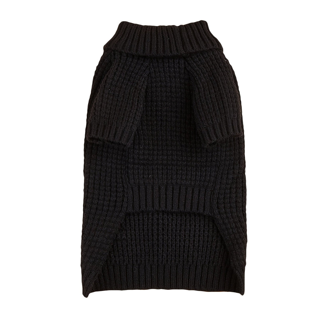 Dog Turtleneck Sweater Black | High Neck Ribbed Cuffs Warm Pet Sweater for Small Medium Large Dogs & Cats, Full-Belly Snap Button Closure, Soft Polyester Dog - product image 2