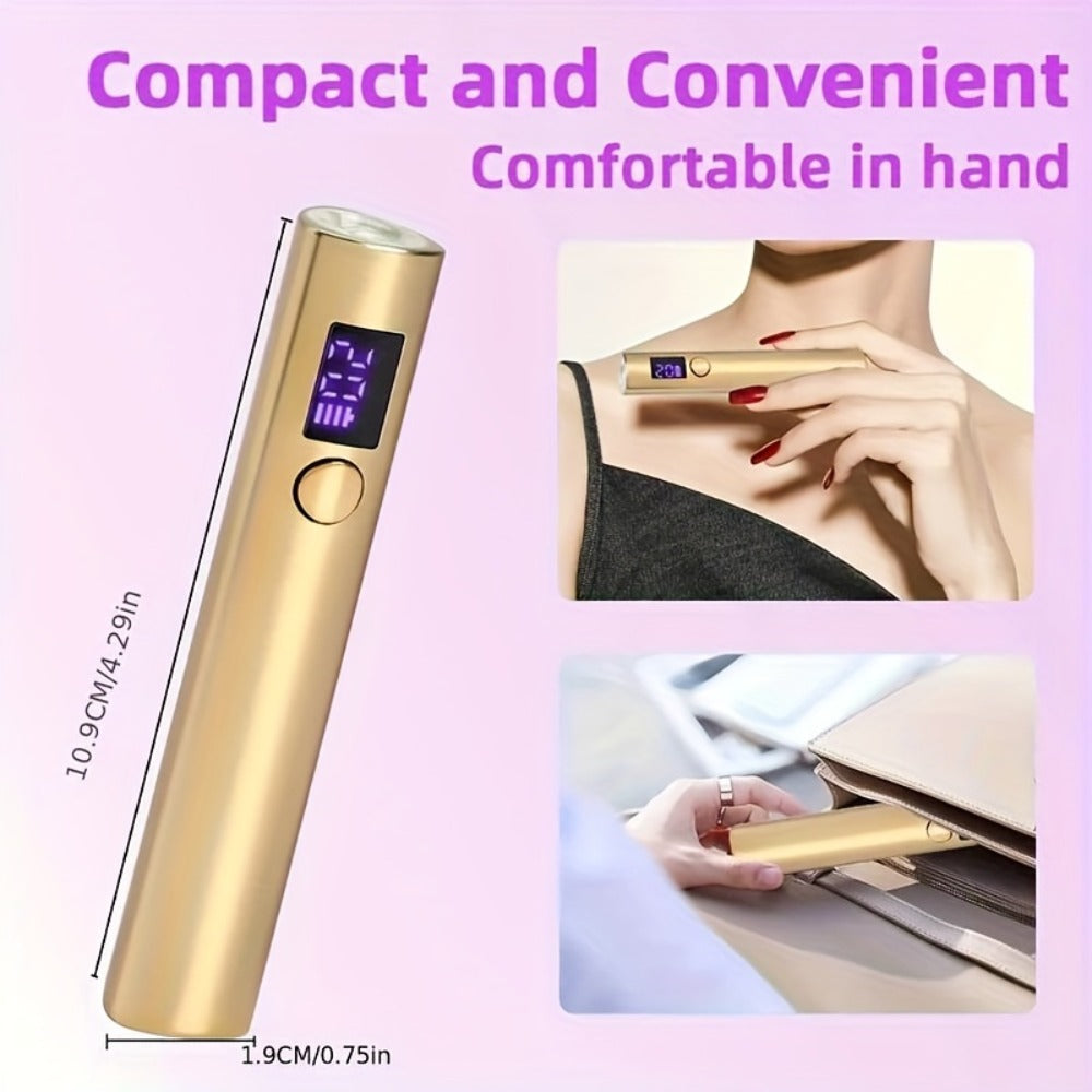 UV LED Nail Lamp Pen-Shape Cordless Rechargeable 365+405nm Gel Polish Curer – Portable Mini Nail Dryer with 2 Timer Modes 20s & 60s for Home Manicure & Nail Art, Gold White Pink - product image 6