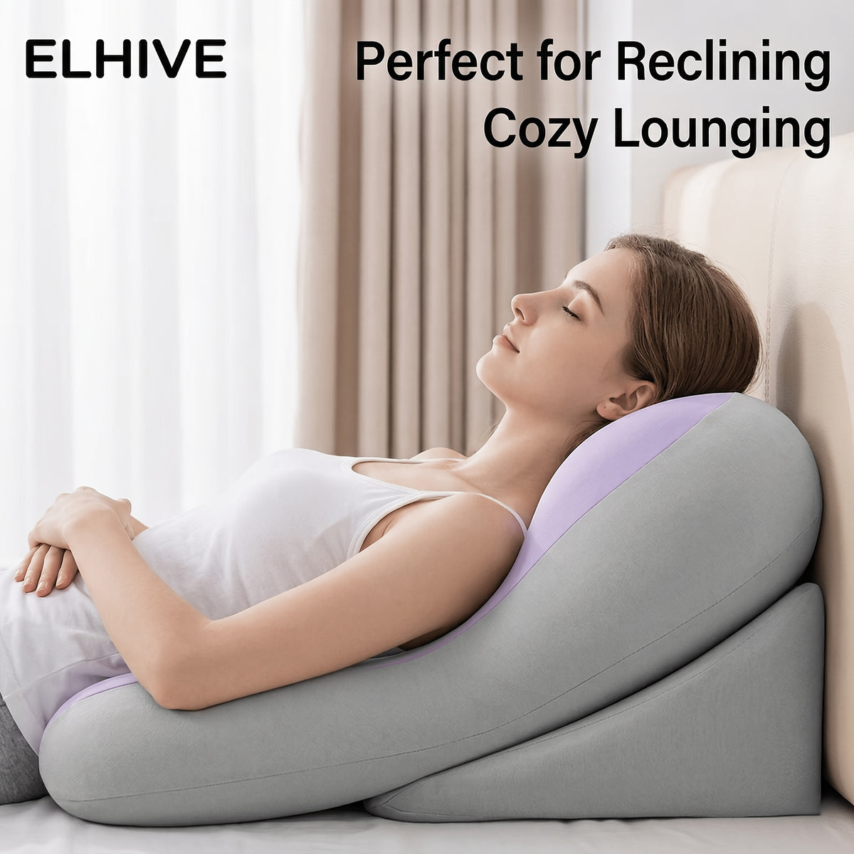 Adjustable Bed Wedge Reading Pillow - Large Memory Foam Backrest for Sitting Up in Bed - Soft C-Shaped Lounging Cushion for Headboard - Multi-Use for Phone - product image 6