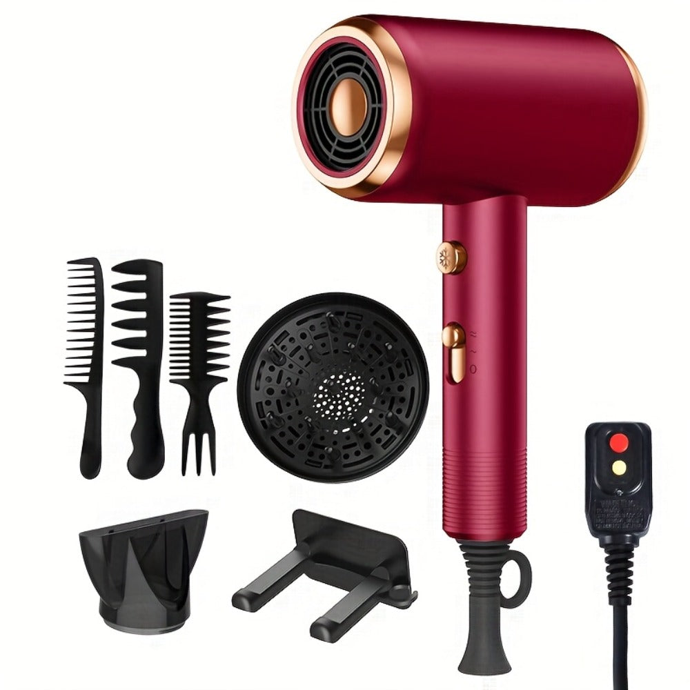 Ionic Hair Dryer 1600W with Diffuser Concentrator Nozzle 2 Speed 3 Heat Settings Cool Shot ALCI Safety Plug Brushed Motor Anti-Frizz Portable Blow Dryer for Straight Curly Wavy Hai - product image 6