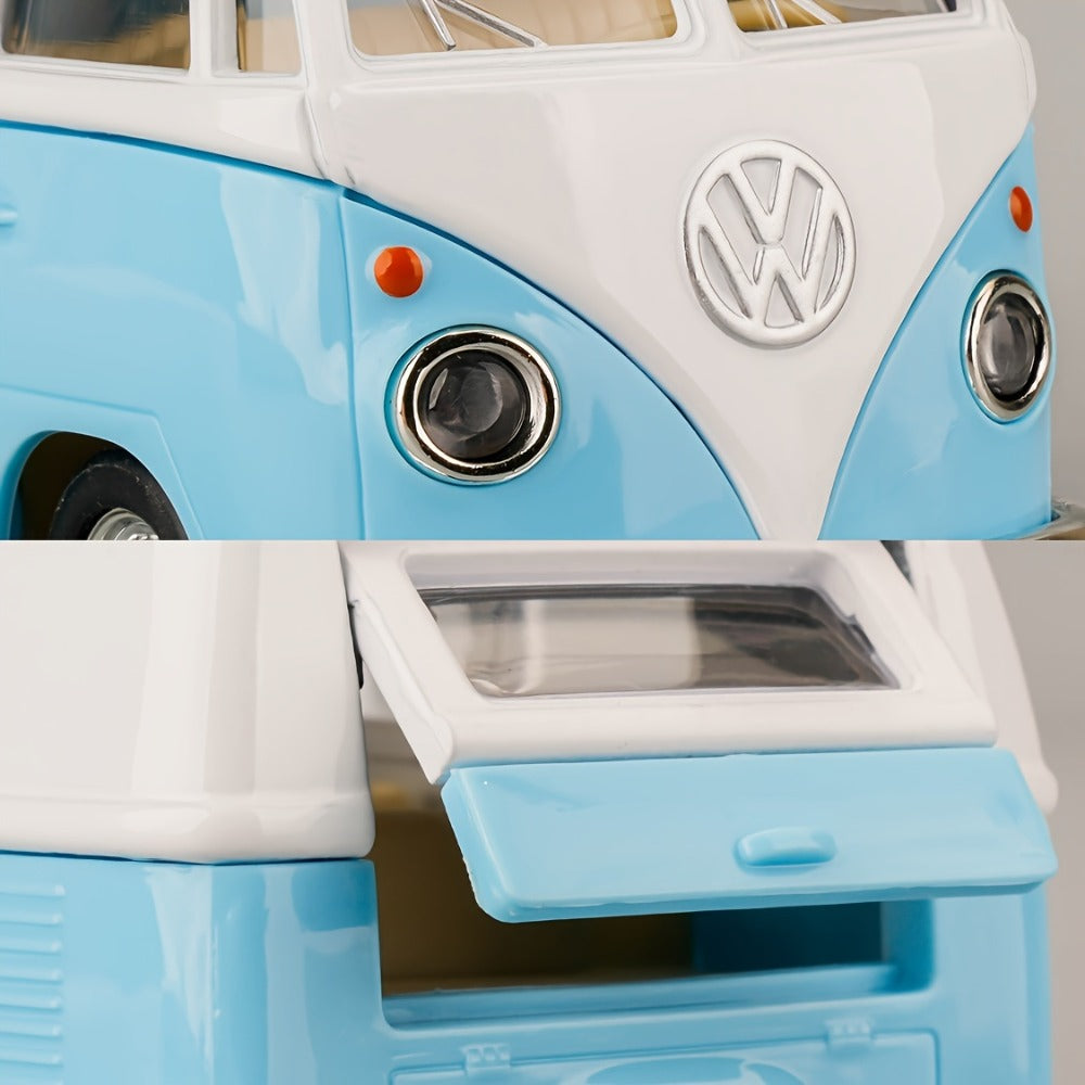 Volkswagen T1 Bus Diecast Model Car 1:36 Scale Zinc Alloy Pullback | Collectible Toy Car Gift for Boys Girls | Vintage Blue & White, Detailed Interior - product image 4