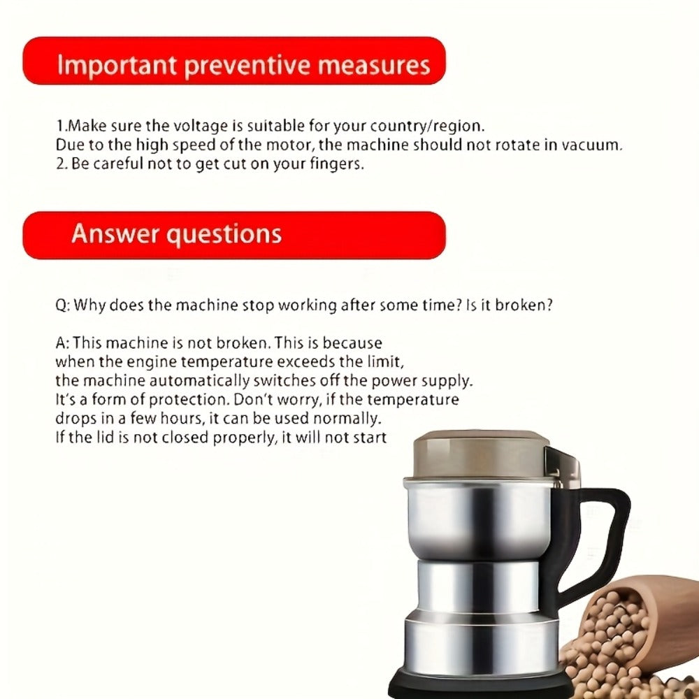 Electric Coffee Grinder 400ml 14oz 4-Blade Stainless Steel 10 Second Quick Grinding for Coffee Beans Spices Nuts Grains Dry Wet Dual Purpose Food Processor 25000 RPM - product image 12