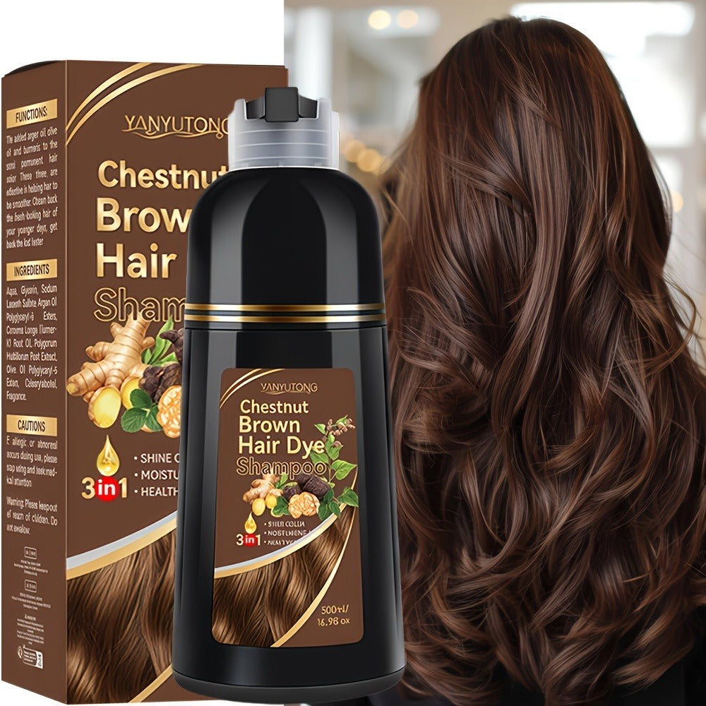 Ammonia-Free Herbal Hair Color Shampoo 3-in-1 Colors in 15 Minutes Lasts 30 Days - Semi Permanent Gray Coverage Moisturizing Cleansing Black Dark Brown Chestnut Brown Red for Women - product image 11