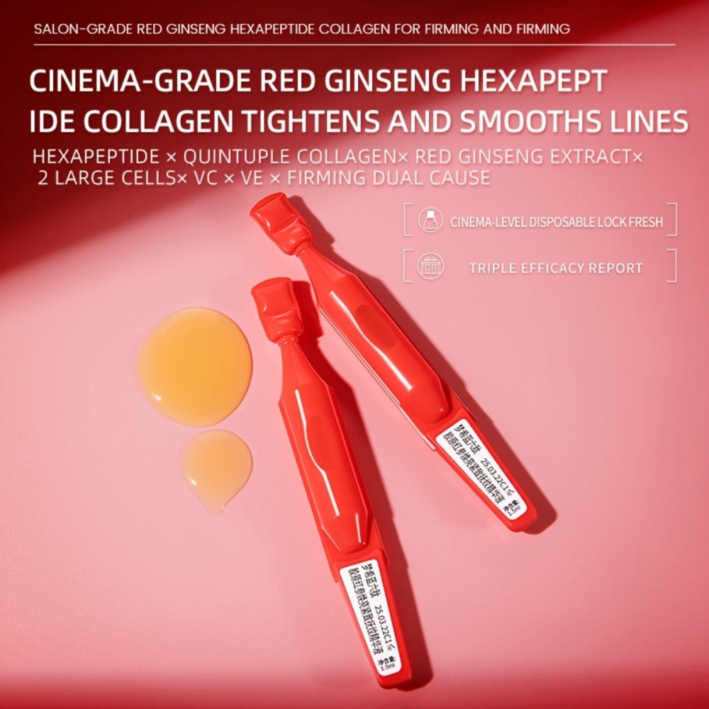 Red Ginseng 6-Peptide Collagen Face Serum Hyaluronic Acid Ceramide Squalane Brightening Moisturizing Anti-Aging Fast Absorbing Non-Greasy Travel Portable 30 Pcs Mercilen - product image 2