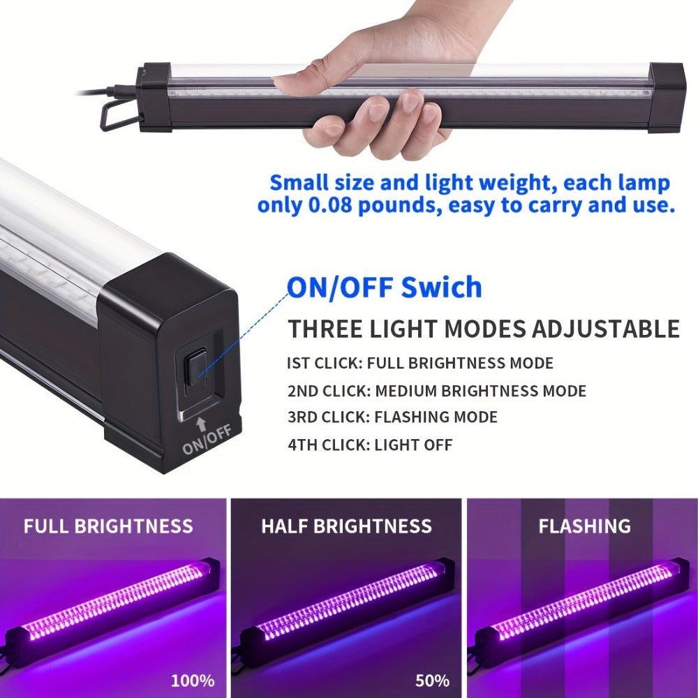 UV Black Light Strip USB LED – 32cm / 12.6ft Portable Magnetic Black Light Tube for Halloween Party, Fluorescent Tapestry, Body Paint, Posters, Christmas & Cabinet Lighting (3-Pack - product image 6