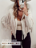 Women's Faux Fringe Jacket, Motorcycle Short Outerwear, 2026 Western Style Fashion Autumn/Winter Long Sleeve Denim Cardigan Jacket, Deer Velvet Faux Fringe - product image 14