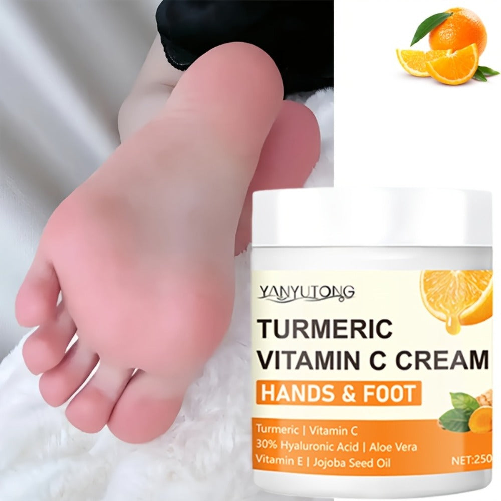 Turmeric Vitamin C Hyaluronic Acid Foot Cream for Dry Cracked Heels Deep Hydration Repair Moisturizer Elbows Rough Skin Gentle Exfoliating Heel Balm 250g - product image 7